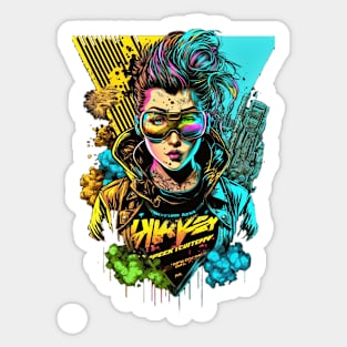 Neon Cyberpunk Fighter - V1.02 Sticker